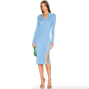 Rag & Bone Dawson Polo Dress Blue Long Sleeve Knit Midi Women's Size Medium